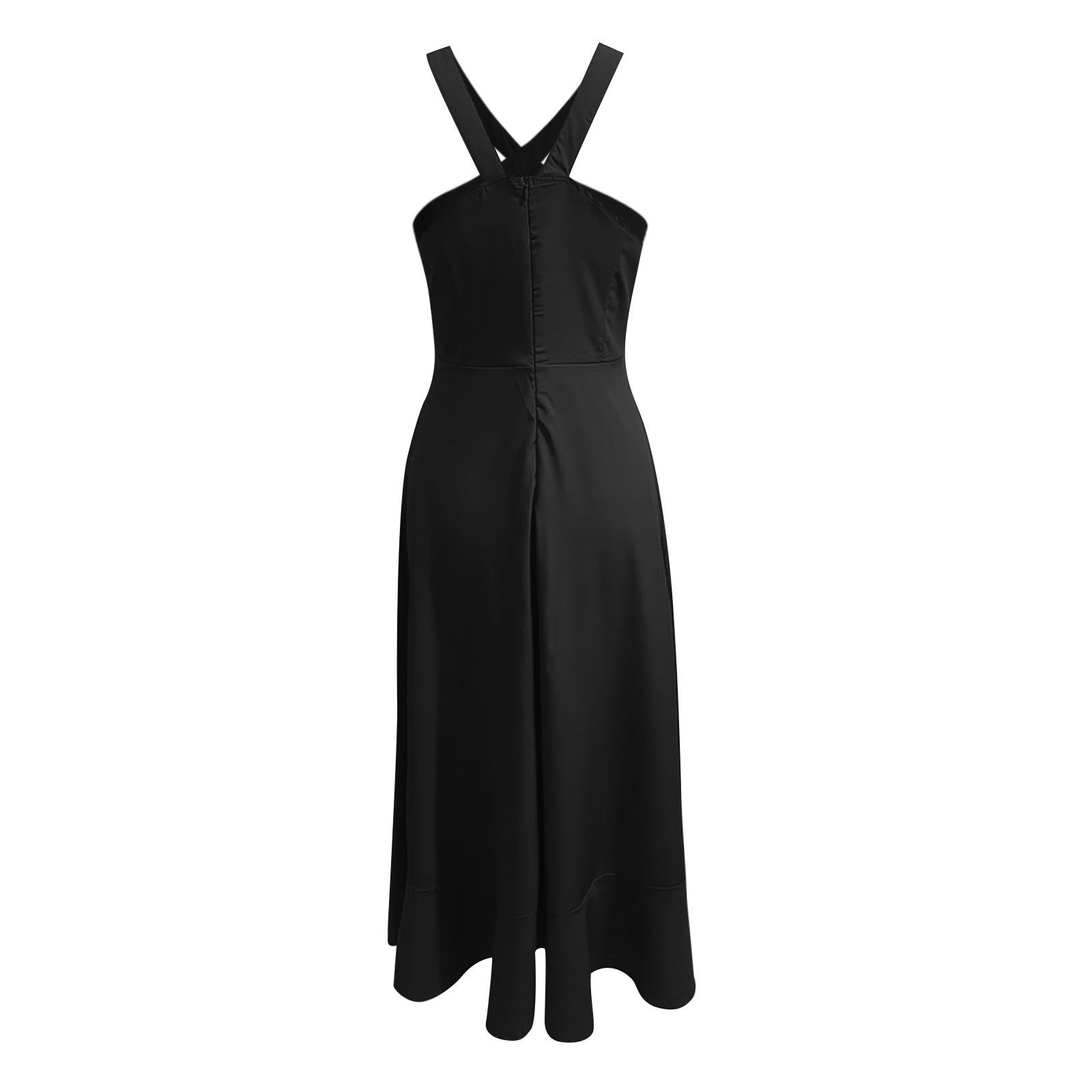 thumbnail image 5 of Vestido de fiesta de verano fluido para mujer con tirantes con volantes: elegante color liso, tejido ligero, cómodo para ocasiones especiales., 5 of 5